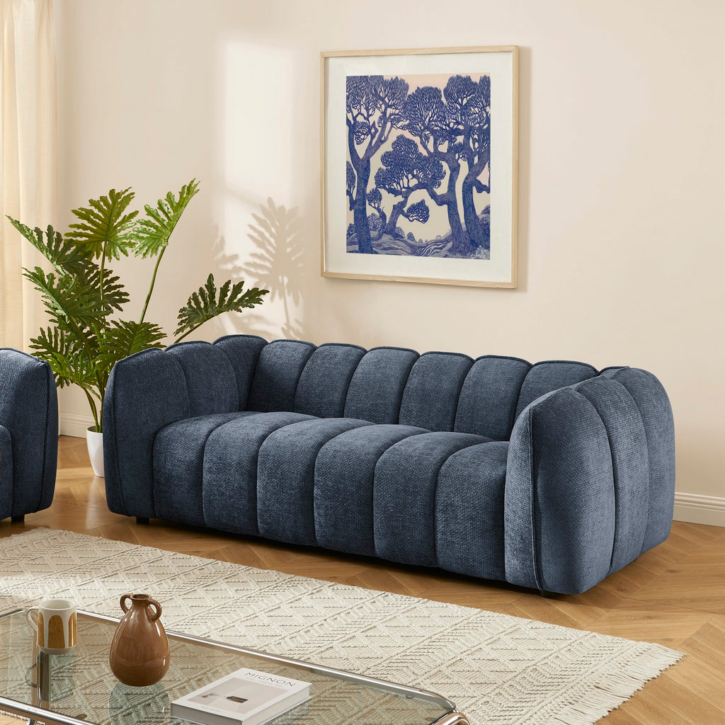 Matilda - 3-Seater Sofa - Chenille Fabric - Blue