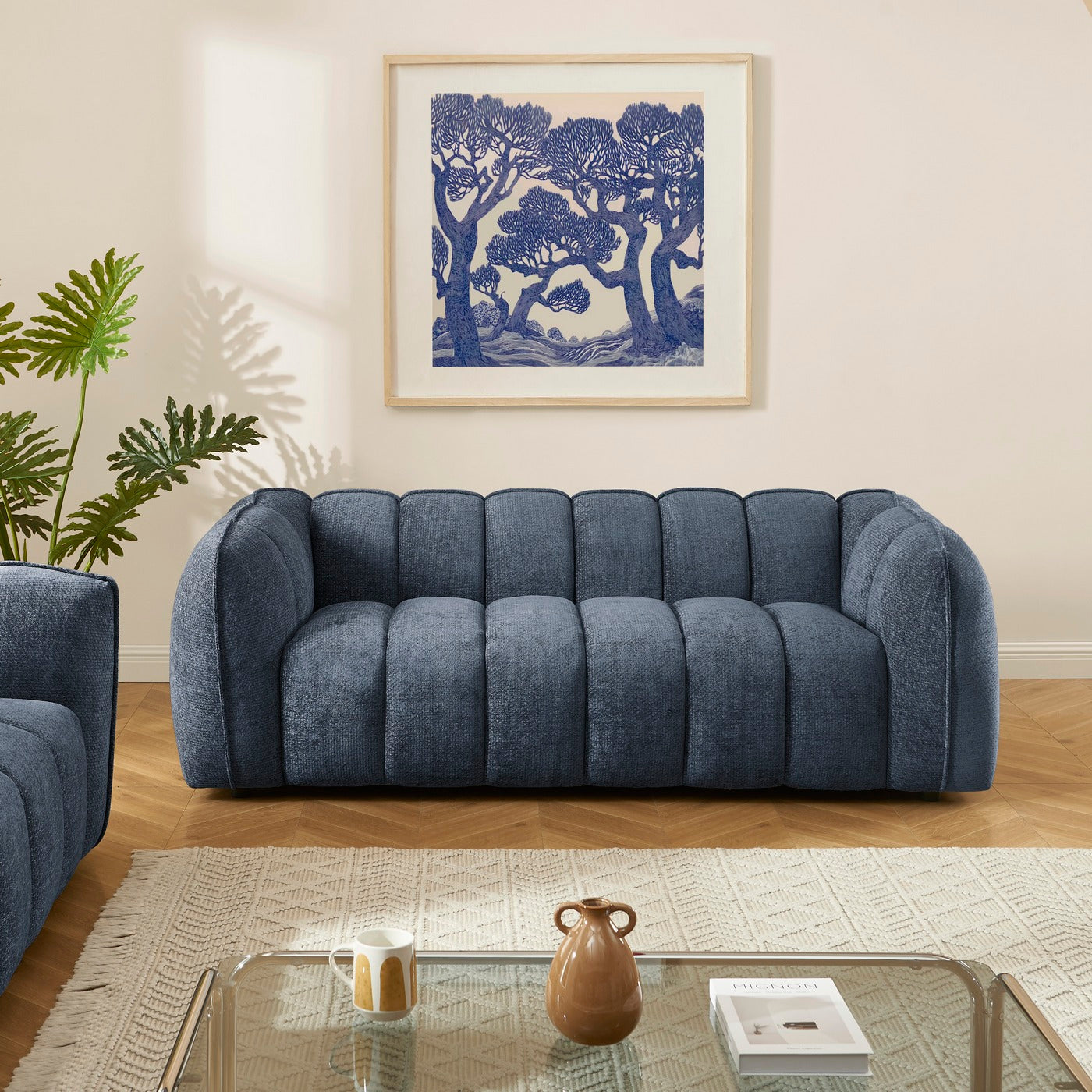 Matilda - 3-Seater Sofa - Chenille Fabric - Blue
