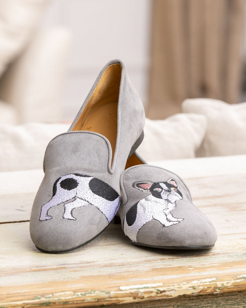 Slippers Bouledogue - Gris - Femme