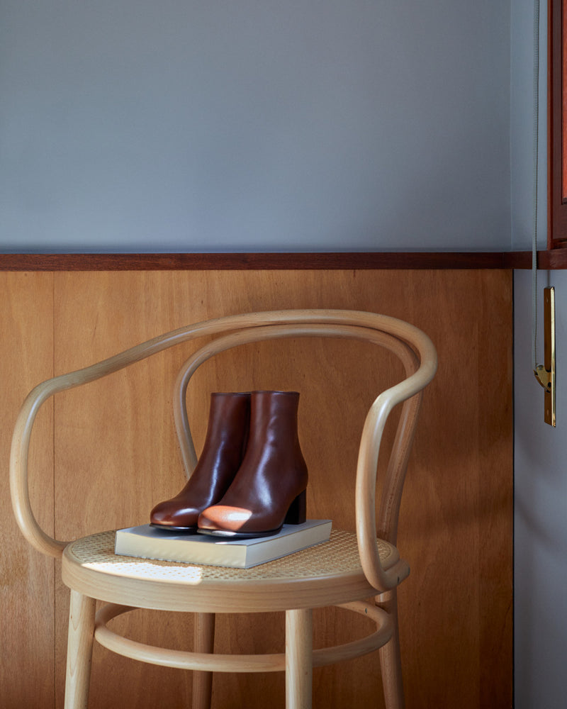 Bottines À Talon Maud - Cuir Cognac - Semelle Cuir - Femme