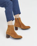 Bottines À Talon Maud - Daim Cognac - Semelle Cuir - Femme