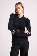 Maxine Polo Neck Sweater - Black - 100% Oeko-Tex Cashmere - Buttons Woman