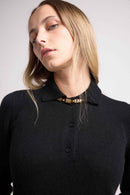Pull Col Polo Boutons Maxine - Noir