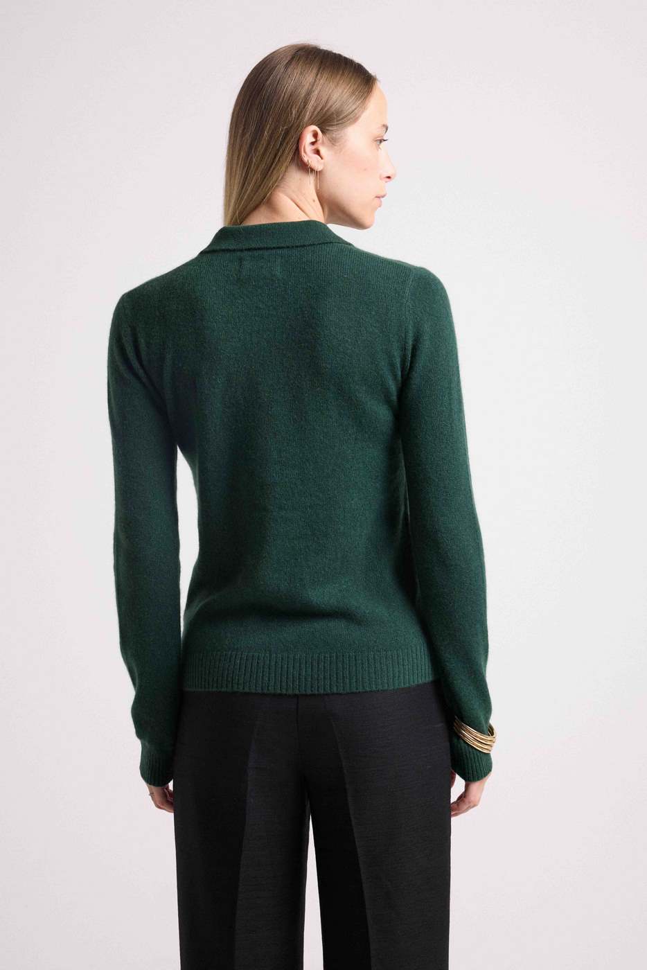 Maglione Stile Polo Bottoni Maxine - Verde Bottiglia