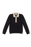 Jersey Cuello Polo Botones Maxine - Negro Blanco