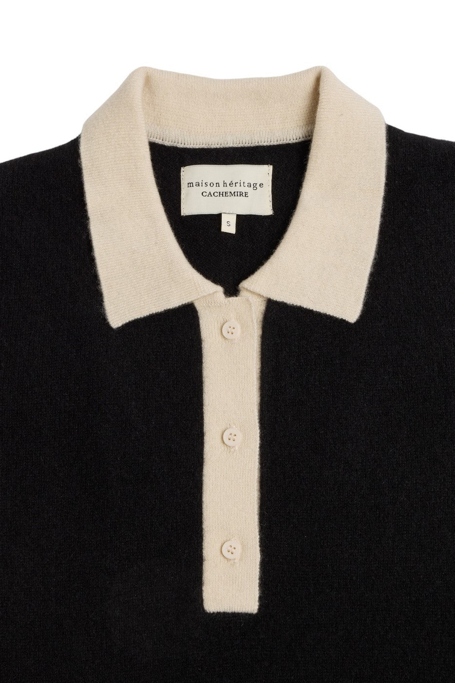 Jersey Cuello Polo Botones Maxine - Negro Blanco