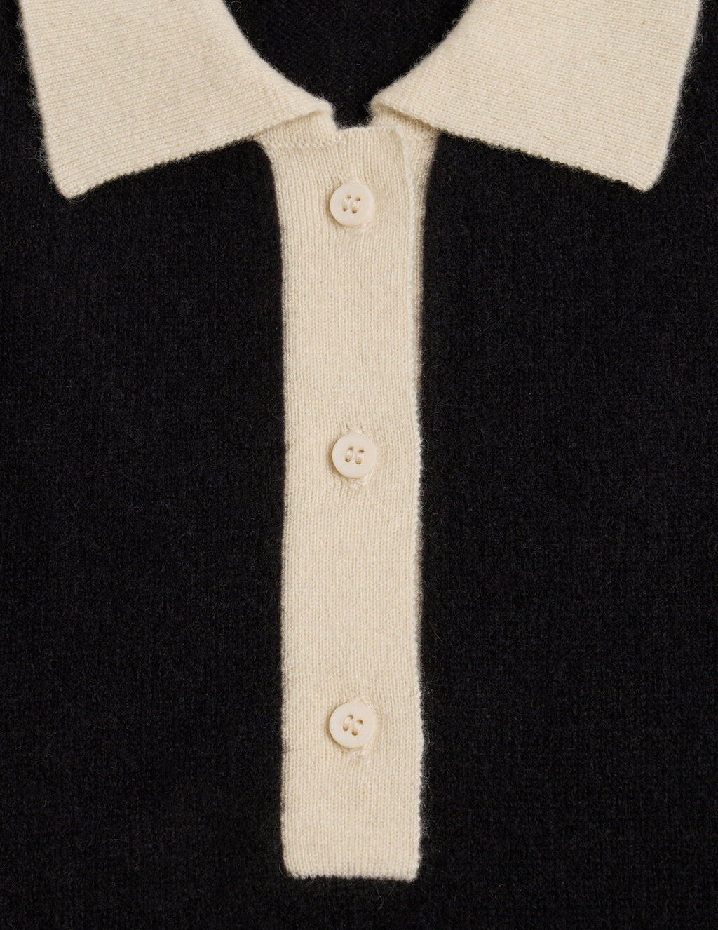 Jersey Cuello Polo Botones Maxine - Negro Blanco
