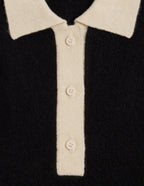 Jersey Cuello Polo Botones Maxine - Negro Blanco