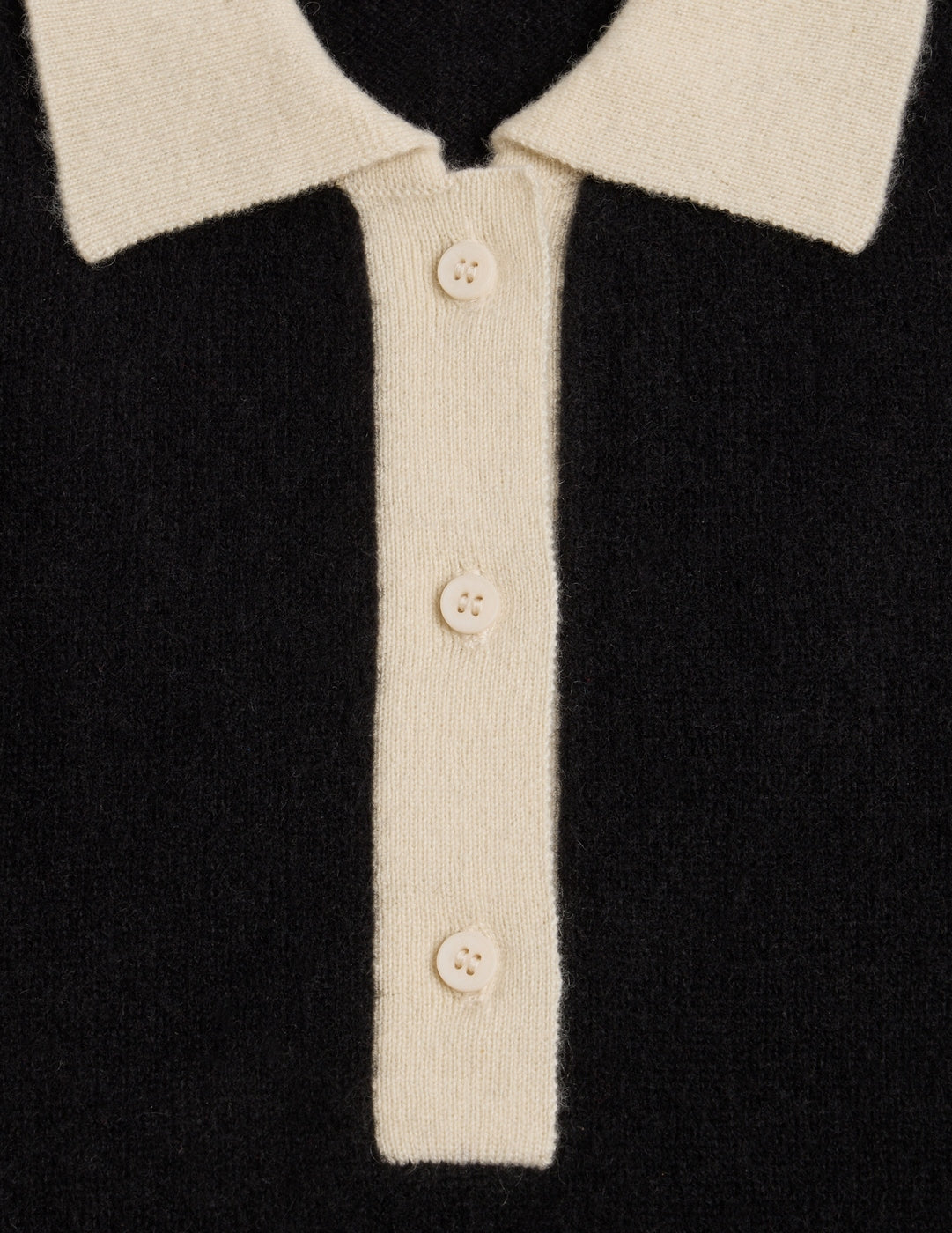 Jersey Cuello Polo Botones Maxine - Negro Blanco