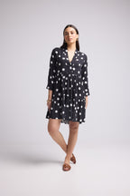 Vestido Corto - Maya - Negro Lunares Blancos