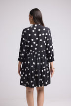 Vestido Corto - Maya - Negro Lunares Blancos