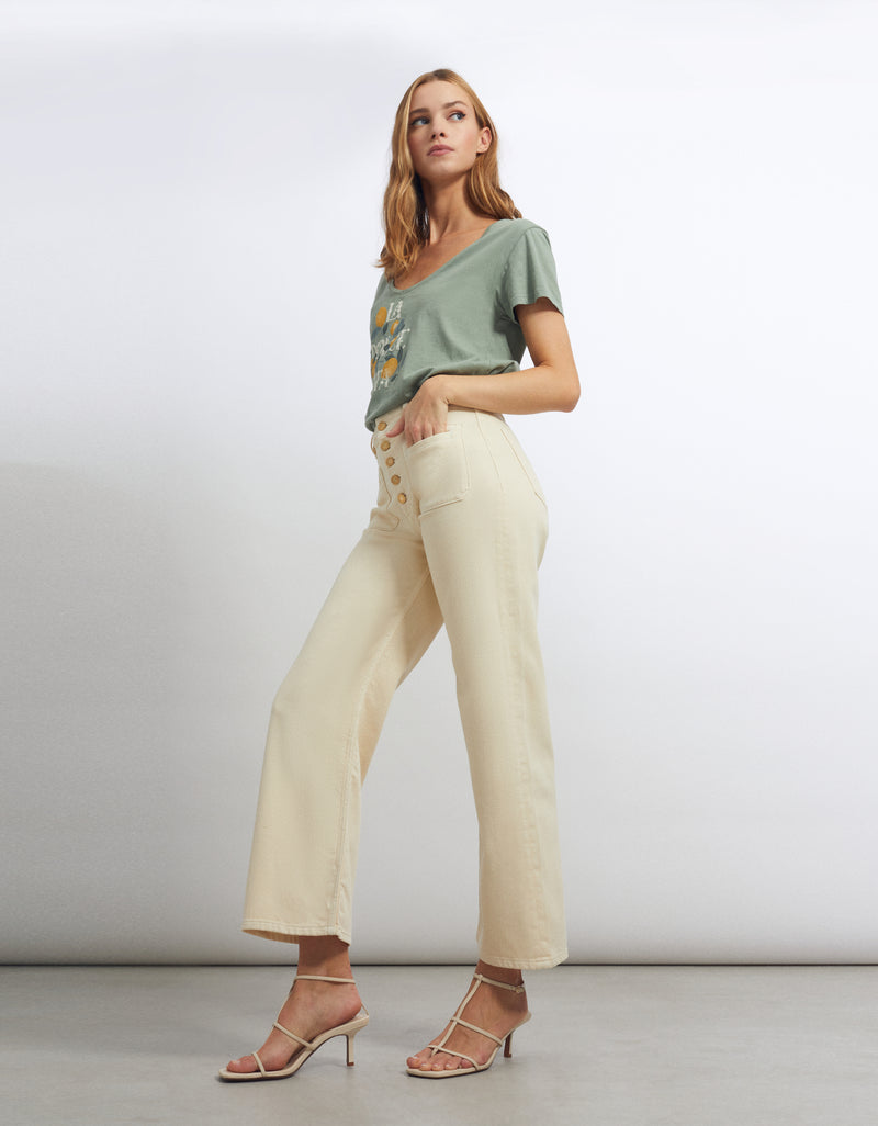 Reiko - Wide Mayane Pants - Denim Off White - Woman