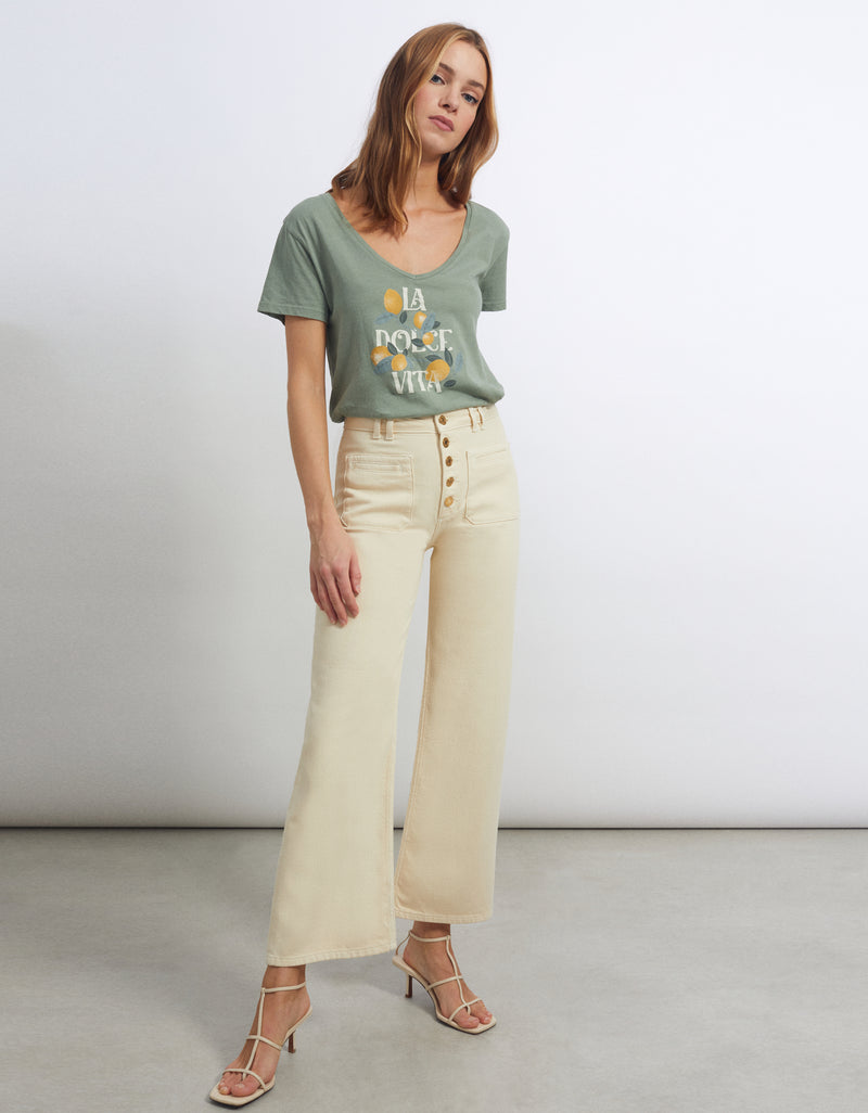 Reiko - Wide Mayane Pants - Denim Off White - Woman