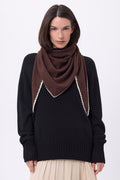 Bufanda Bandana Oversize Triángulo Con Pespuntes Maya - Marrón Blanco - Mujer
