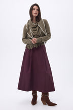Bufanda bandana oversize triangular con pespuntes Maya - Caqui jaspeado blanco - Mujer