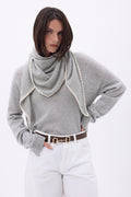 Bufanda bandana oversize triangular con pespuntes Maya - Gris blanco - Mujer