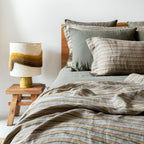 Plaid En Lin À Rayures - Beige