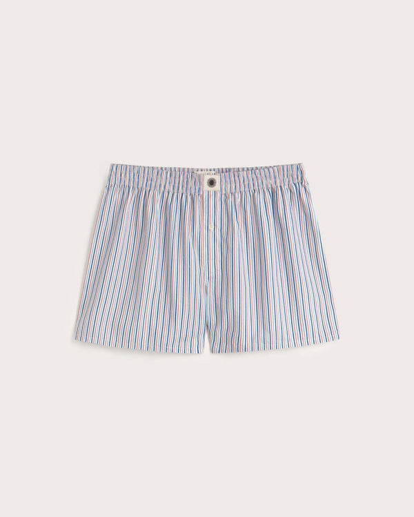 Boxer En Popeline À Rayures - Rose Et Bleu