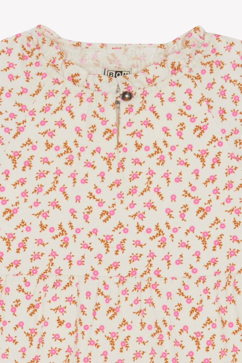 Robe - Jeli Imprimé Fleuri Rose