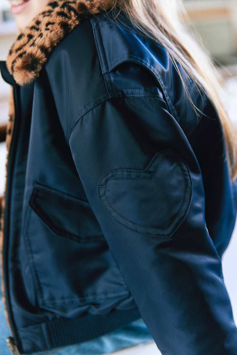 Bomber - Joyce Navy Intérieur Léopard