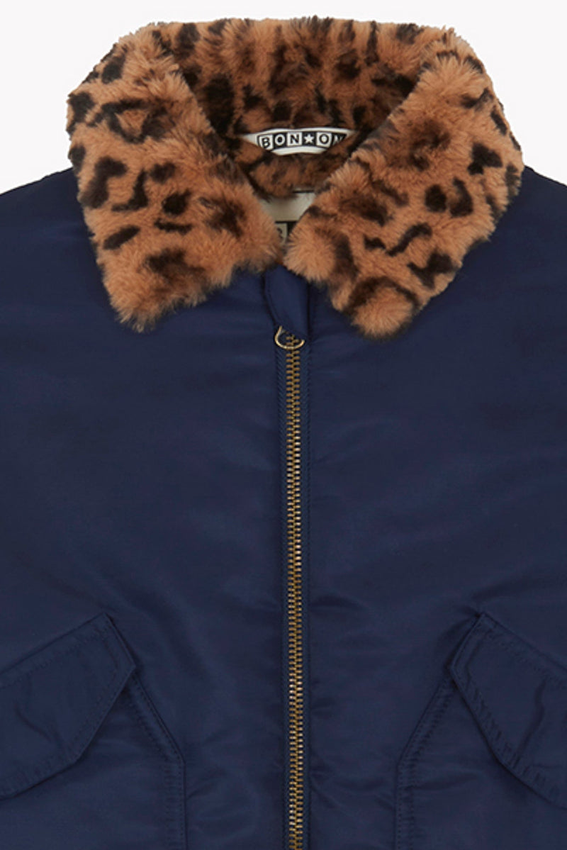 Bomber - Joyce Navy Intérieur Léopard