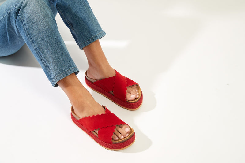 Sandales Tamara Suede Leather Red - Femme