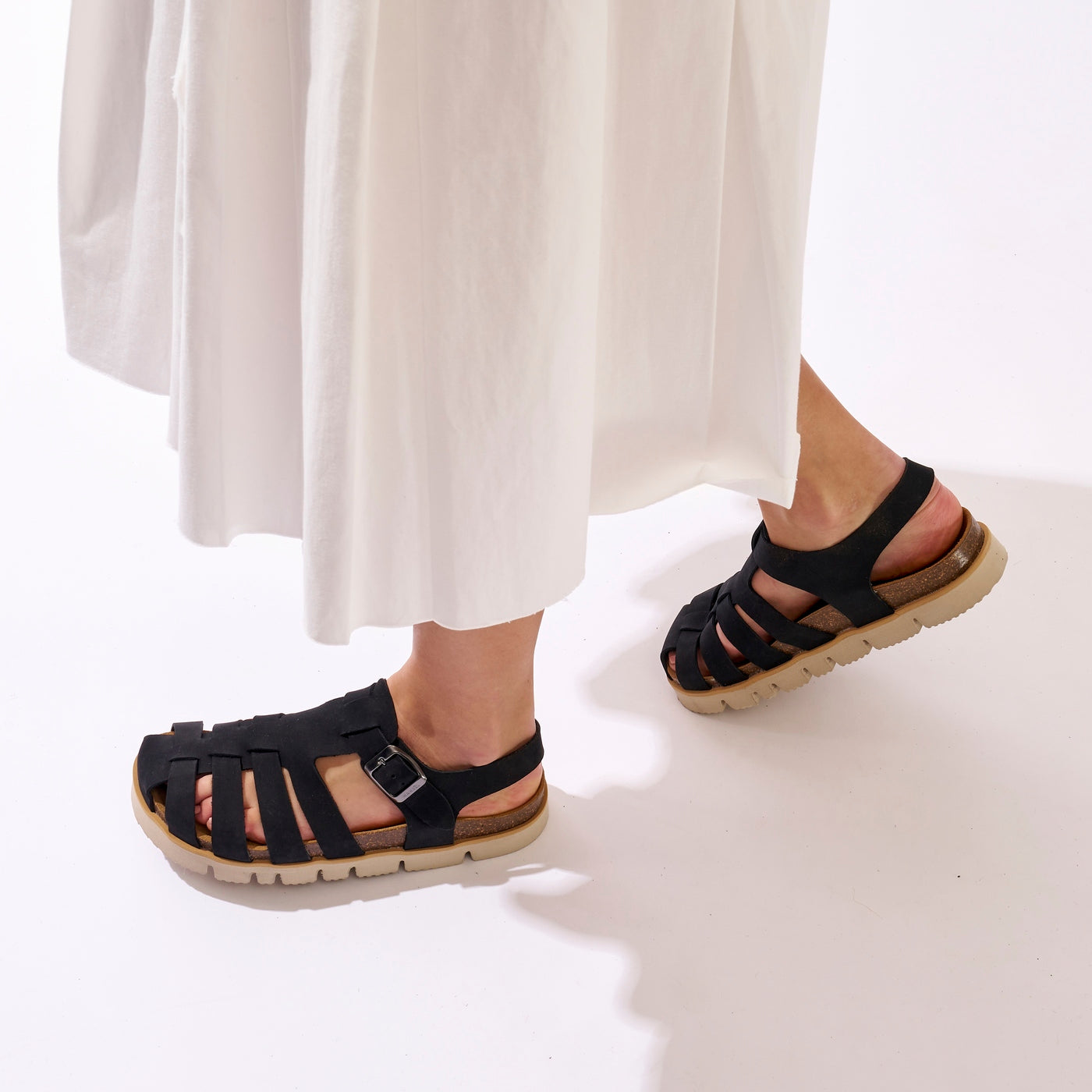 Helena Nubuck Black Sandals - Women