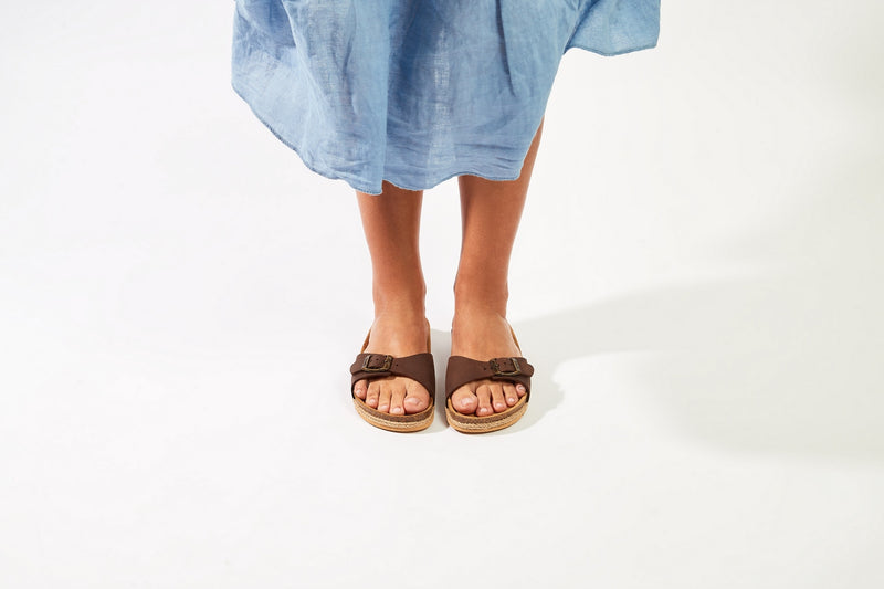 Sandales Agata Oiled Leather Dark Brown - Femme