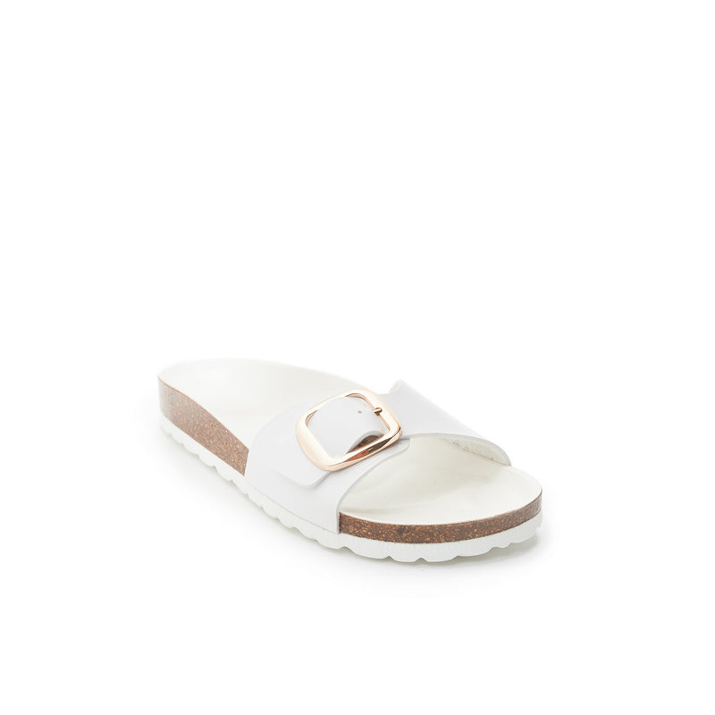 Sandalias Agata de charol con hebilla grande en color blanco - Mujer