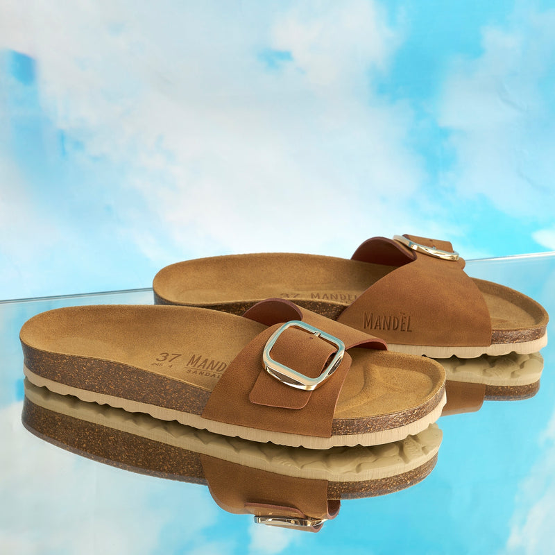 Sandales Agata Big Buckle Cognac Brown - Femme