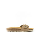 Agata Big Buckle Nubuck Taupe Clogs - Women