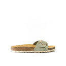 Agata Big Buckle Nubuck Olive Green Clogs - Women's