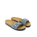 Agata Big Buckle Nubuck Ultramarine Clogs - Women's