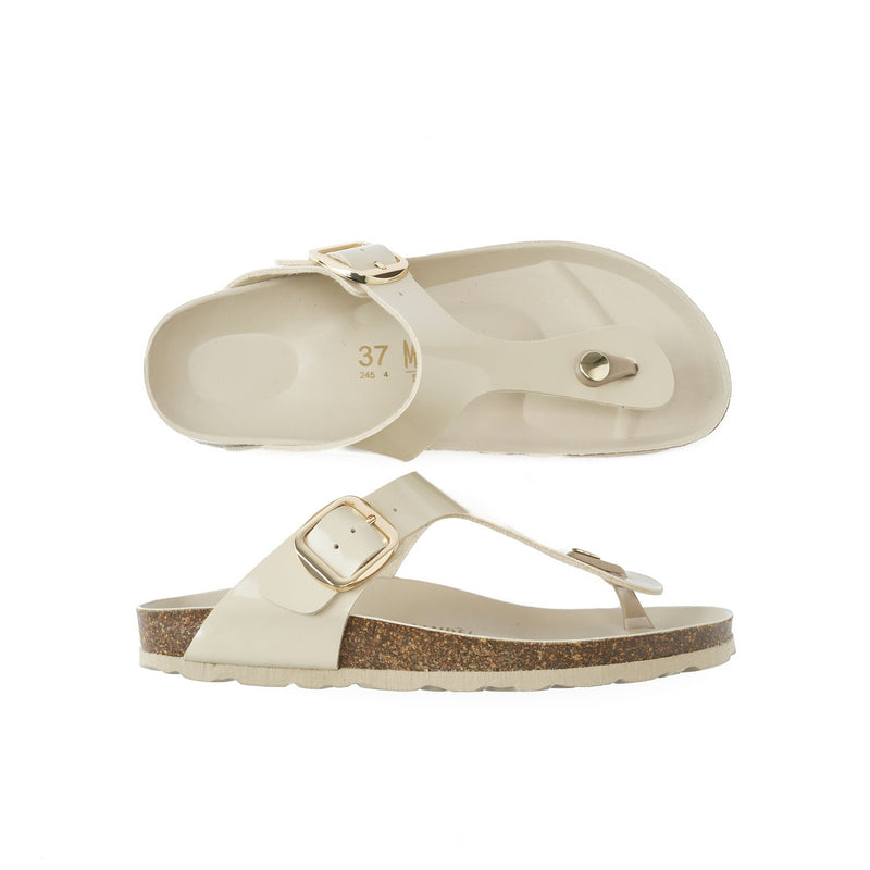 Tongs Blanca Big Buckle Beige - Femme