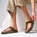 Tongs Gala Suede Moss Green - Femme