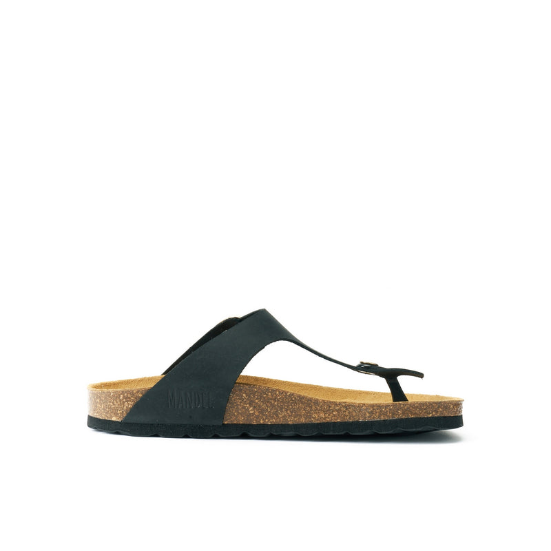 Blanca Big Buckle Oiled Leather Black Clogs - Women's