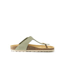 Zuecos Blanca Hebilla Grande Nubuck Verde Oliva - Mujer