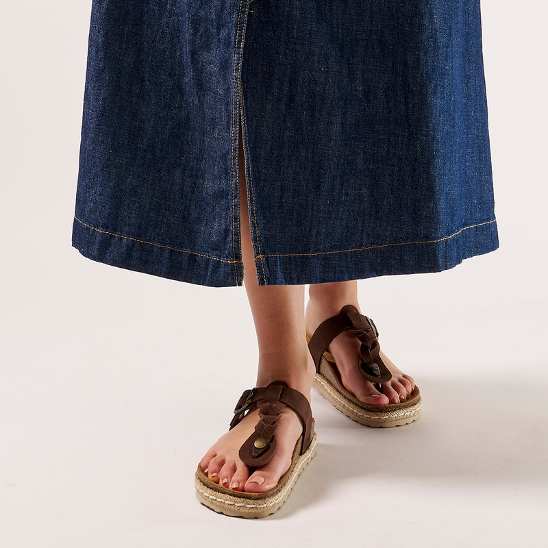 Tongs Sandales Luna Suede Dark Brown - Femme