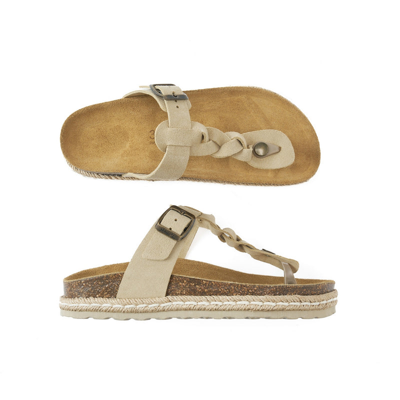 Flip Flops Sandals Luna Suede Beige - Women