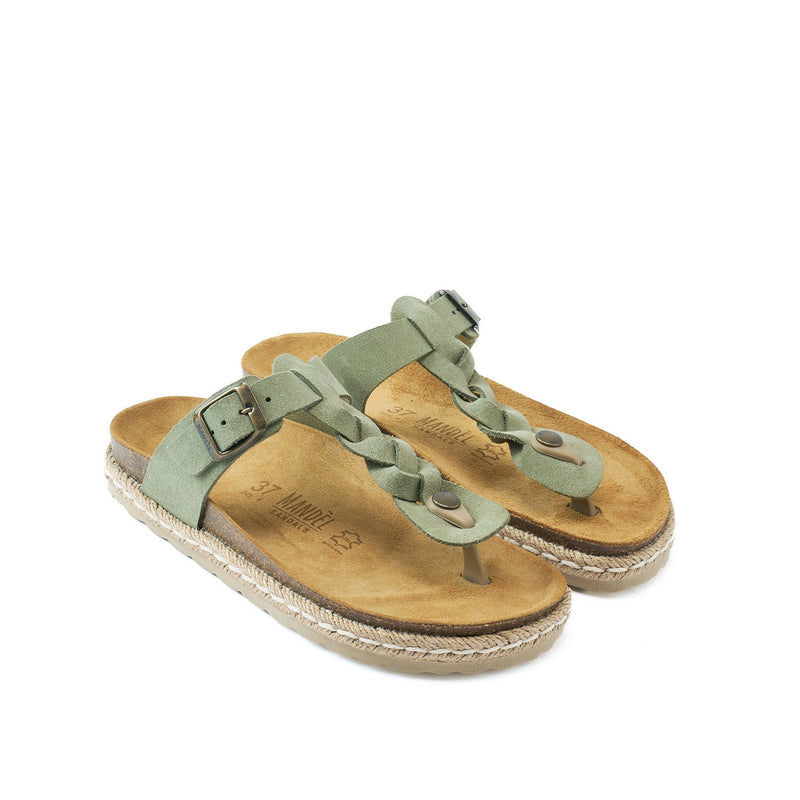 Chanclas Luna Gamuza Sandalias Verde Romero - Mujer