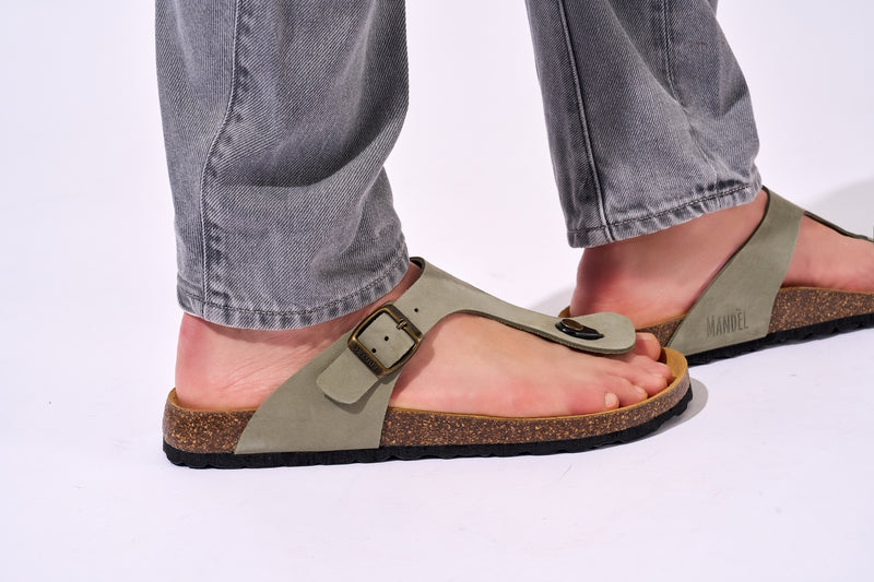 David Nubuck Olive Green Clogs - Men's