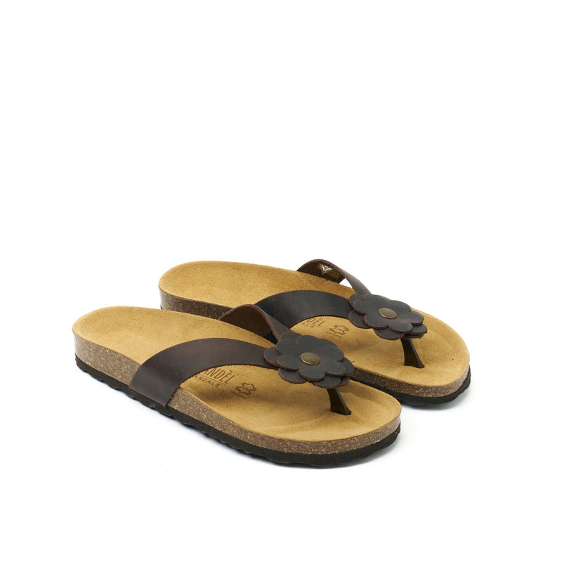 Lene Oiled Leather Dark Brown Clogs - Women's