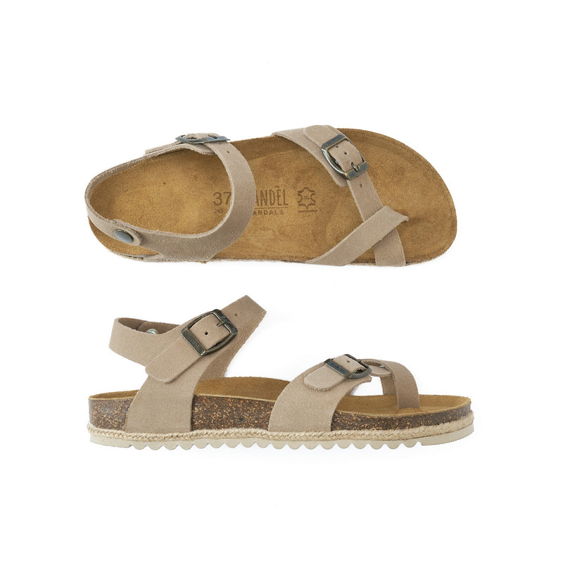 Tongs Elisa Suede Taupe - Femme