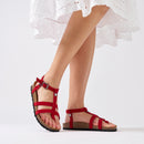 Nina Suede Red Sandals - Women