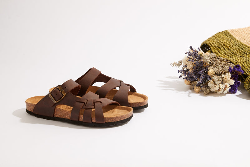 Sandales Alvaro Oiled Leather Dark Brown - Femme