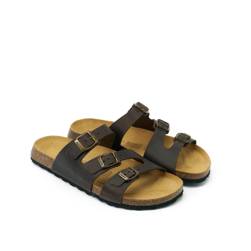 Paco Oiled Leather Dark Brown Clogs - Men's