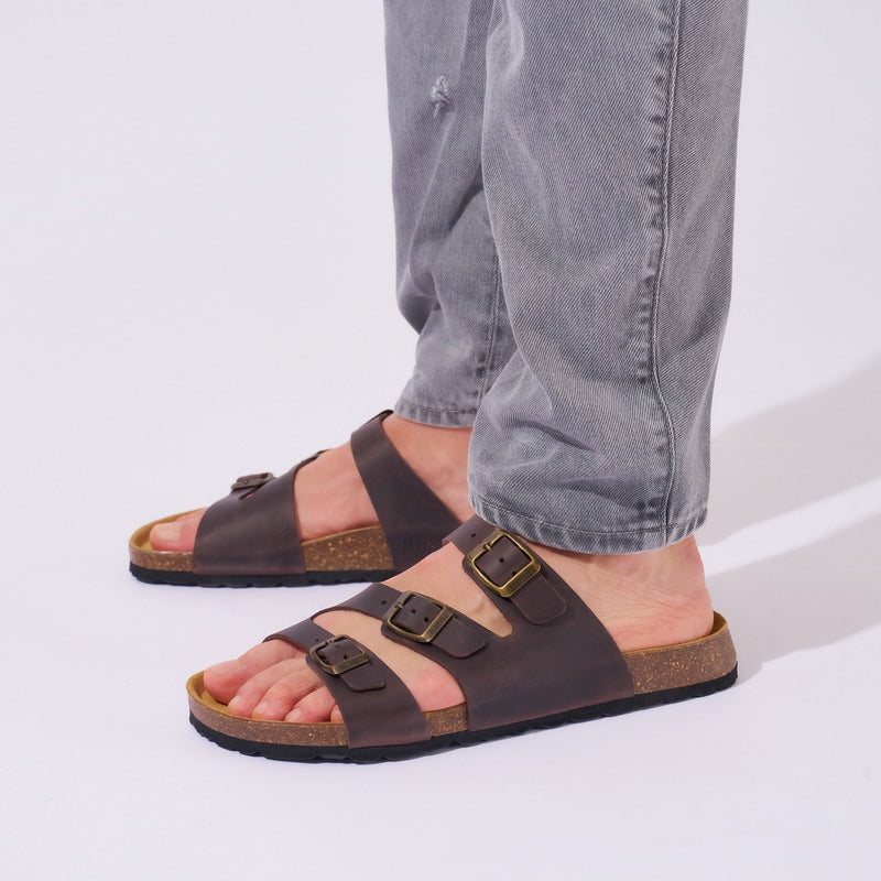 Paco Oiled Leather Dark Brown Clogs - Men's