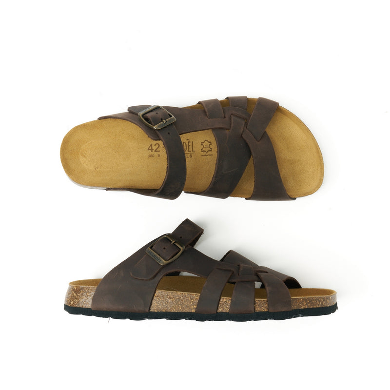Alvaro Oiled Leather Dark Brown Clogs - Men's