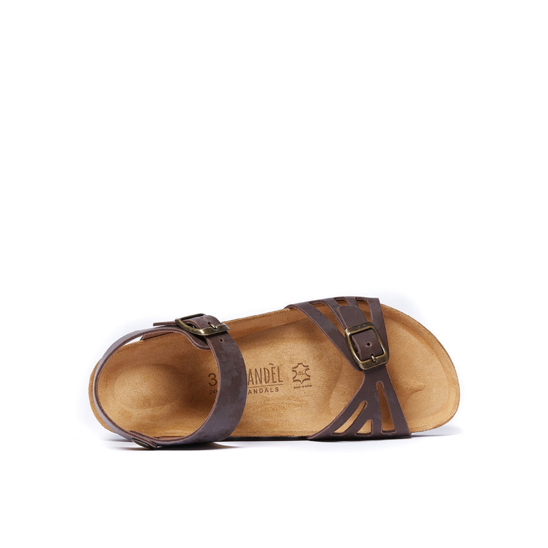 Sandales Neva Oiled Leather Dark Brown - Femme
