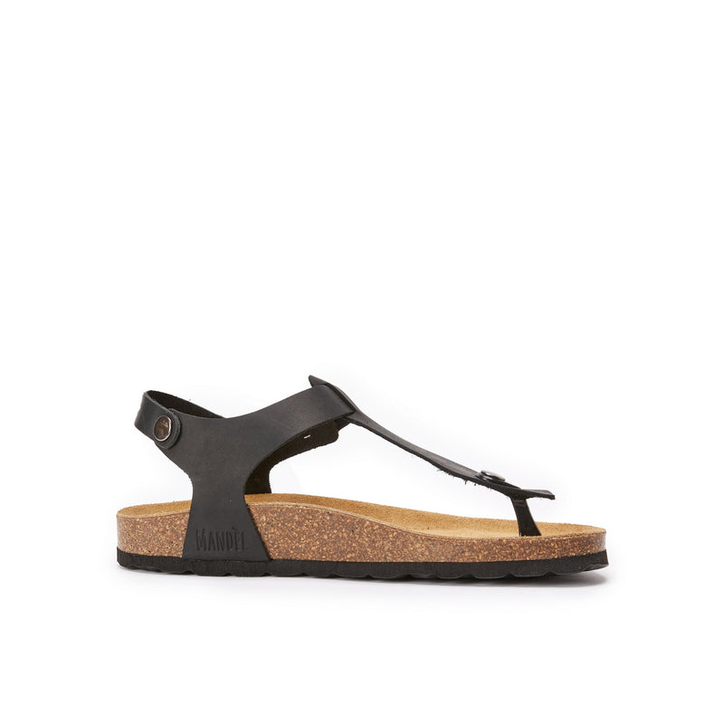 Tongs Leon Oiled Leather Black - Femme